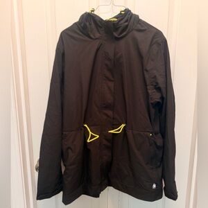 G.H. Bass & Co. Black Hooded Raincoat with Yellow Accents